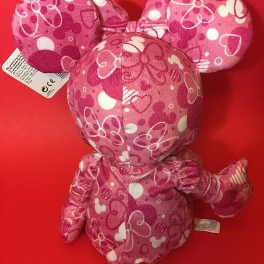 Disney Parks Pink Minnie Mouse Hearts Bows Plush - Picture 4 of 8